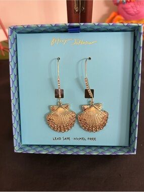 Betsey Johnson Gold Shell Drop Earrings